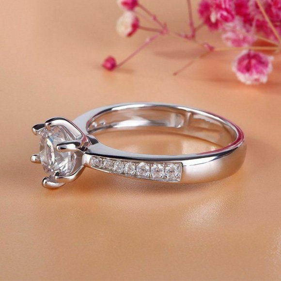 Certified Moissanite Jewelry 2.25 Ct Round Cut Diamond Ring Sterling Silver - Picture 2 of 8